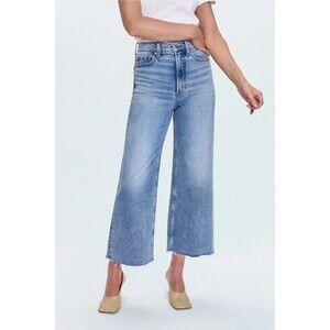 PISTOLA Lana High Rise Ultra Wide Leg Jeans Blase Light Wash Cropped Raw Hem 31